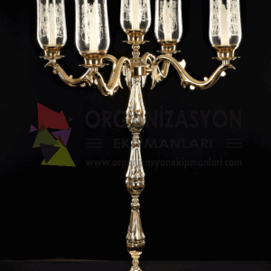 5 Kollu Yılan Kol Zamak Gövdeli Döküm Şamdan