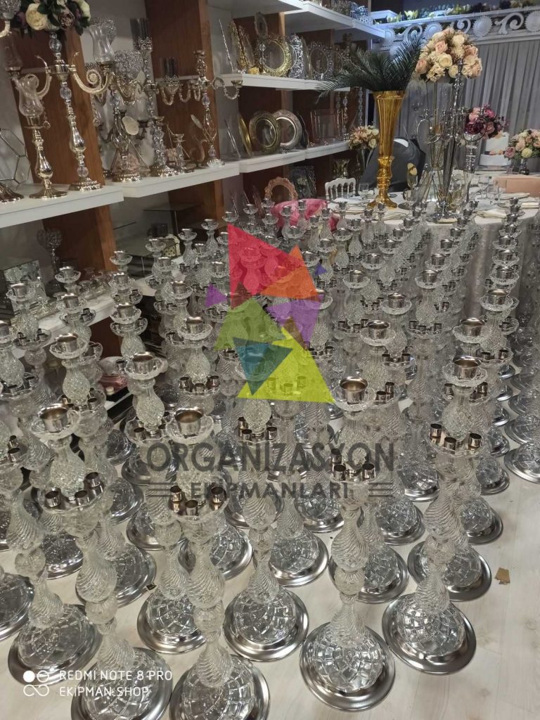Dekoratif Cam Şamdan Beş Kollu Dekoratif Cam Şamdan Beş Kollu