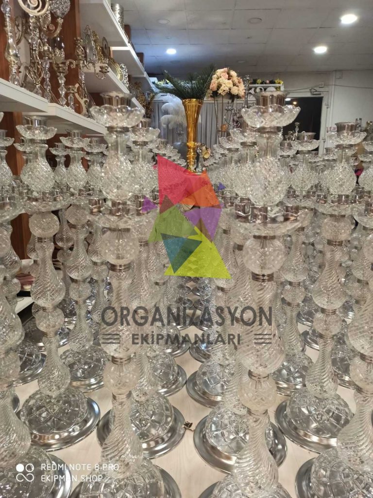 Dekoratif Cam Şamdan Beş Kollu Dekoratif Cam Şamdan Beş Kollu