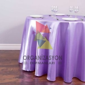 Yuvarlak Kalın Parlak Saten Masa Örtüsü