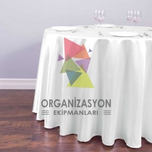 Yuvarlak Kalın Parlak Saten Masa Örtüsü