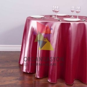 Yuvarlak Kalın Parlak Saten Masa Örtüsü