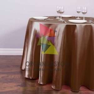 Yuvarlak Kalın Parlak Saten Masa Örtüsü